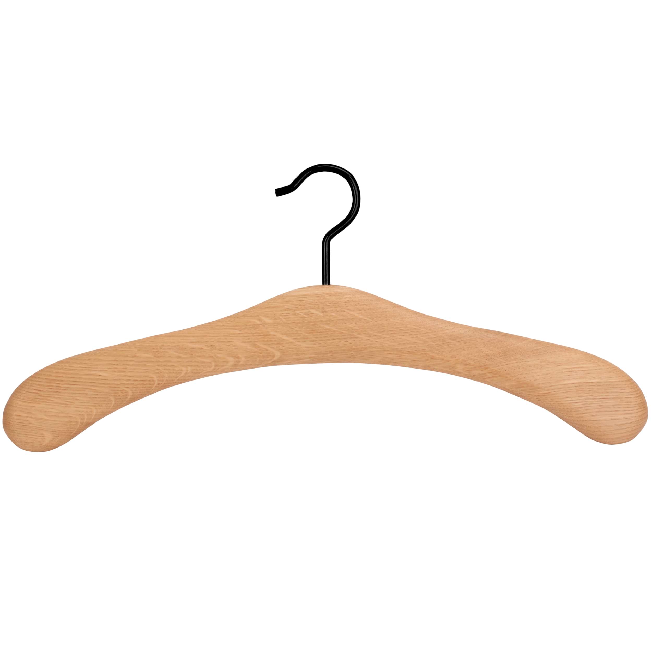 Holz Kleiderbügel Klassik Weber Eiche Hell | Garderobenbügel aus hellem Eichenholz | buegel.de Holz Kleiderbügel Klassik Weber Eiche Hell - Hochwertiger Garderobenbügel aus hellem Eichenholz mit schwarzen haken. Geeignet für Mäntel und Jacken